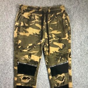 Camouflage Joggers with Zipper Details